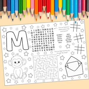 A4 Letter &quot;M” Alphabet Activity Sheet - Educational PDF Digital Download for Kids Learning Letters