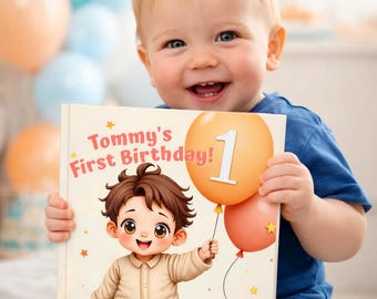 Personalized First Birthday Book for Boy | Custom Gift | Baby Story
