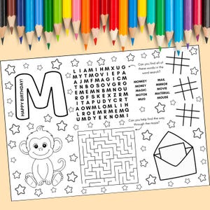A4 Letter M Alphabet Birthday Activity Sheet - Fun Printable PDF for Kids | Digital Download