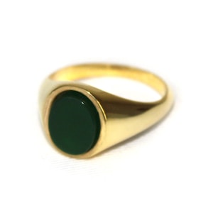 Green Agate Signet Ring | Fathers Day Gift, Oval Cut Gold Vermeil Ring, Oval Cut Ring, Jewelry for Men, Gold Signet Ring, Gift for Him