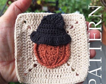 Pumpkin witch granny square pattern Pastel Halloween crochet tutorial
