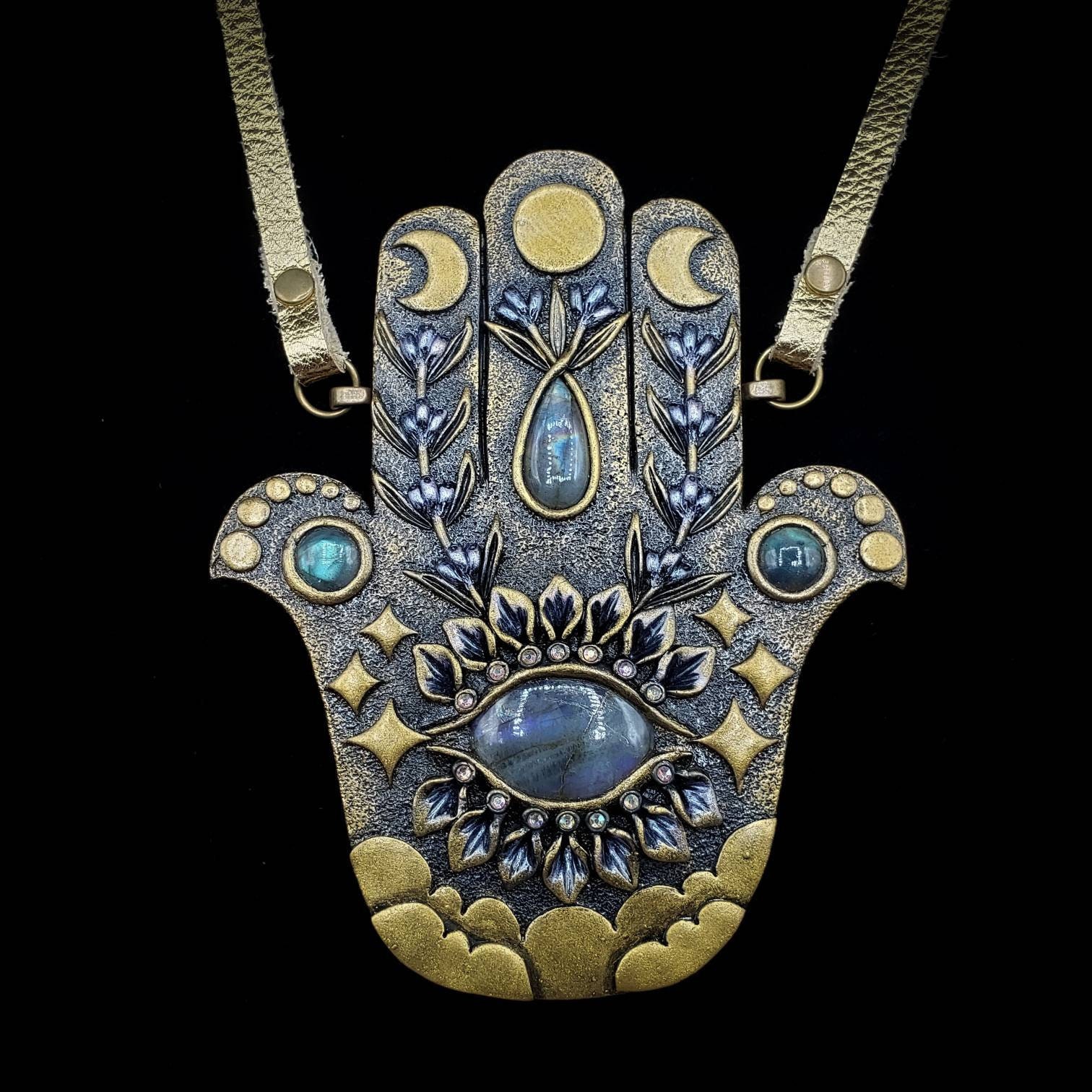 Hamsa hand amulet Fatima hand necklace crystal amulet Evil | Etsy