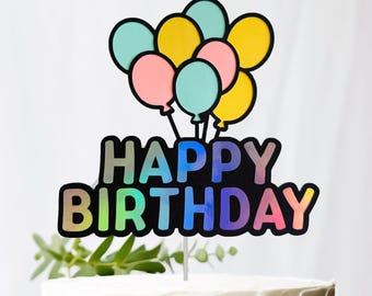 Handmade Happy Birthday Cake Topper, Balloon Pop