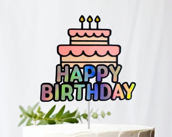 Handmade Happy Birthday Cake Topper, Pink Delight