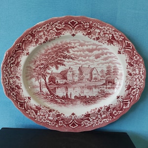 Vintage Grindley England / Piatto da portata / Vassoio / Homeland / Pink Transferware / Piatto da portata / Vassoio in ceramica / Anni &#39;80 / Staffordshire /