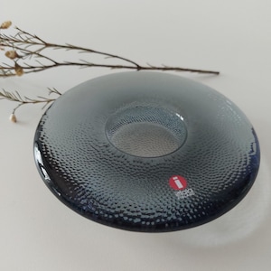 Vintage iittala | Finland | Nappi | Grey Glass | Votive Candle Holder | Design Markku Salo | 1980s |