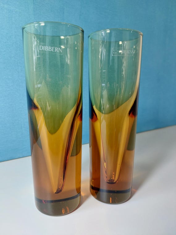 Vintage Dibbern Longdrink Gläser | 2er-Set | Bernstein | Schwere Mid Century
