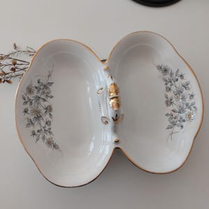 Vintage KPM | Offering Bowl | Double Tray | Germany | Serving Dish | White, Black and Gold |