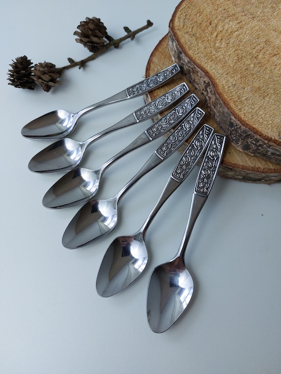 デンマークのLUNDTOFTE社ヴィンテージカトラリー合計12本　ローズウッド Vintage Lundtofte Denmark Teaspoons: Stainless Steel Petit Rose