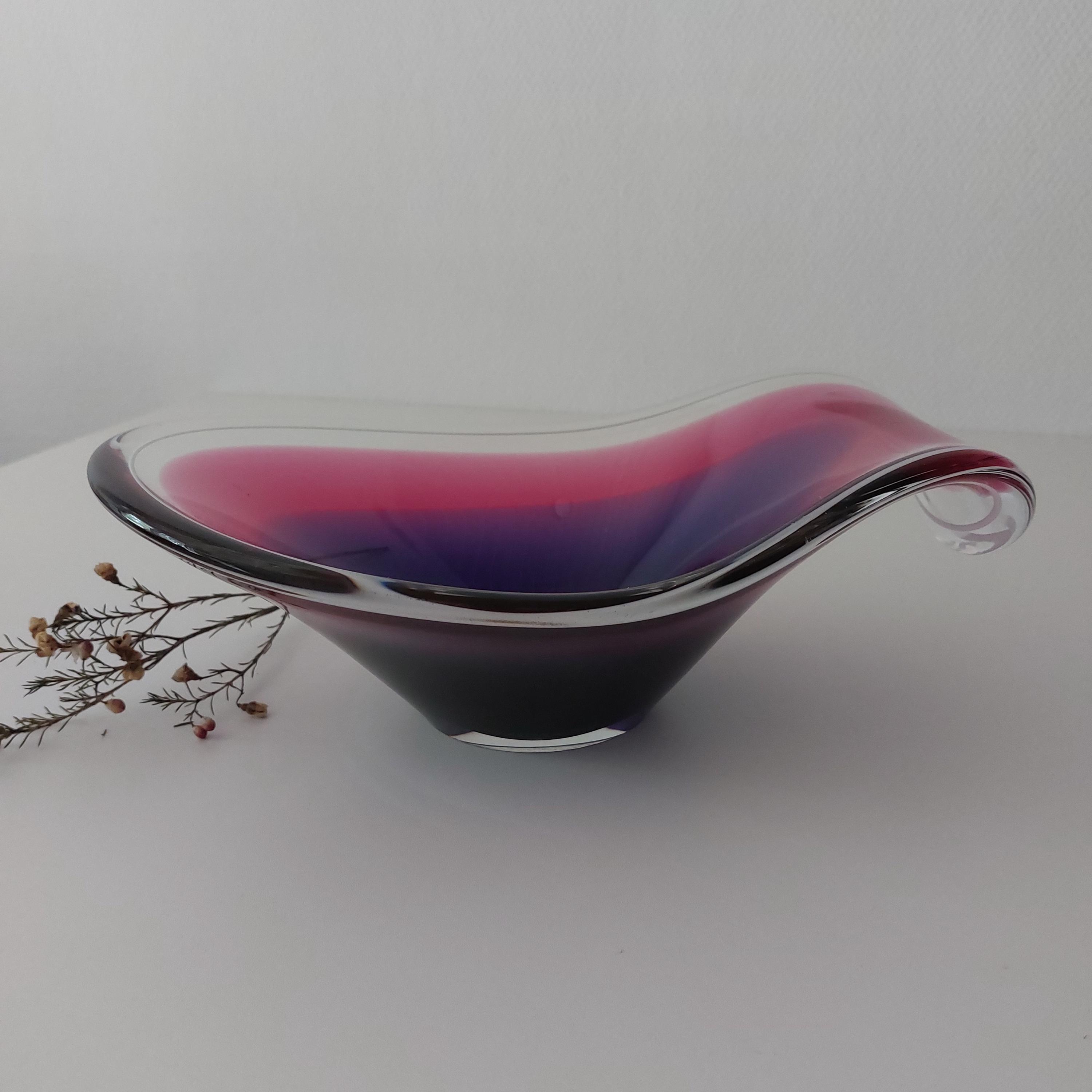 Vintage Coquille Flygsfors Glass Vase by Paul Kedelv