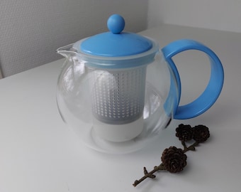 Vintage Bodum Assam Teapot: Turquoise Glass Infuser, 70s Design - Carsten Jorgensen