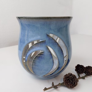 Beautiful Vintage Danish | Studio Pottery | Ceramic Wind Light | Tealight Holder | Lantern | Bodil Hansen  | Blue Grey Glaze |