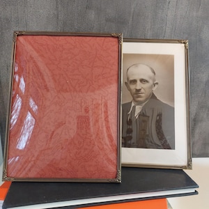 Large Vintage Danish | Brass Photo Frame | Set of 2 | Picture Frame | 1950s | Convex Glass | Vintage Gold Photo Frame |