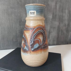 Vintage Mid Century | West-Germany | Fat Lava Vase | Ceramic Vase | 630 25 | 1970s | Bay Keramik | Mid Century Vase | Brown Rust Blue Grey |