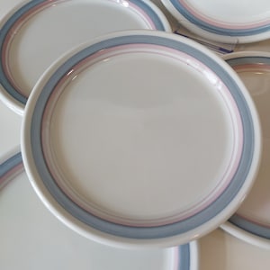 Vintage Norwegian | Figgjo Flint | Gourmet | 80s | Small Breakfast Cake Plate | Set of 2 | Light Pink Blue | Scandi Vintage | Made in Norway