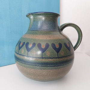 Vintage West German | KMK manuell | XL Ceramic Pitcher Vase | Jug Vase | Copper Mill Ceramic | 1970s to 1980s | Farmhouse | Kupfermühle |
