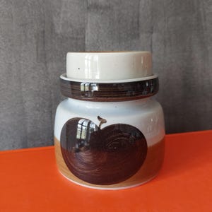 Vintage Melitta Germany | Decor Hohenstein | Sugar Pot with Lid | 70s 80s | Mid Century | MCM | Ceramic | Brown Apple | Form Buckeburg |