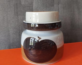Vintage Melitta Germany Ceramic Sugar Pot | Brown Apple Decor Hohenstein 1970s