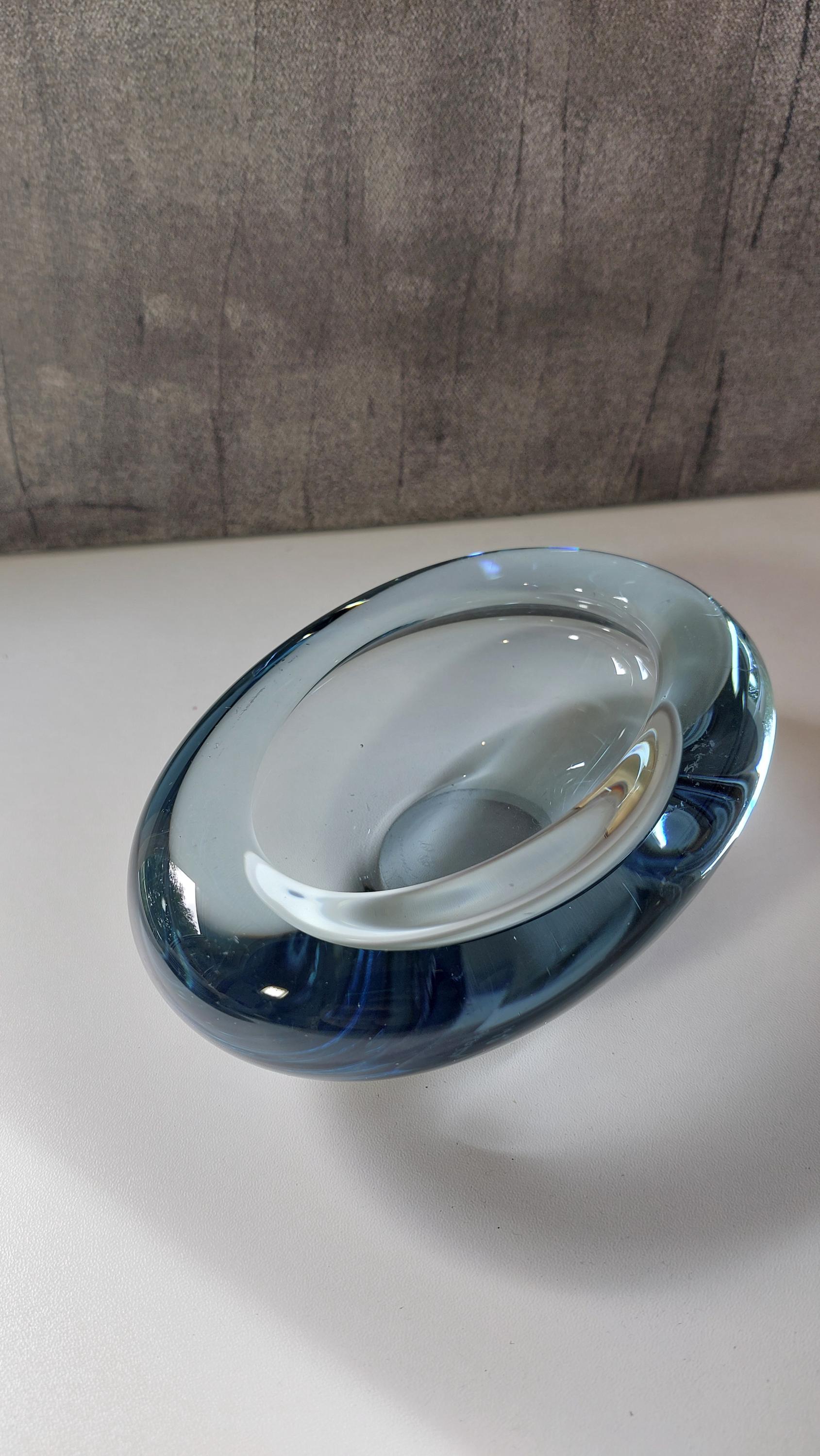 ヴィンテージ ホルムガード「AKVA」灰皿: アクア ブルー ガラス ボウル