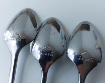 Vintage Lundtofte Denmark Teaspoons: Stainless Steel Petit Rose