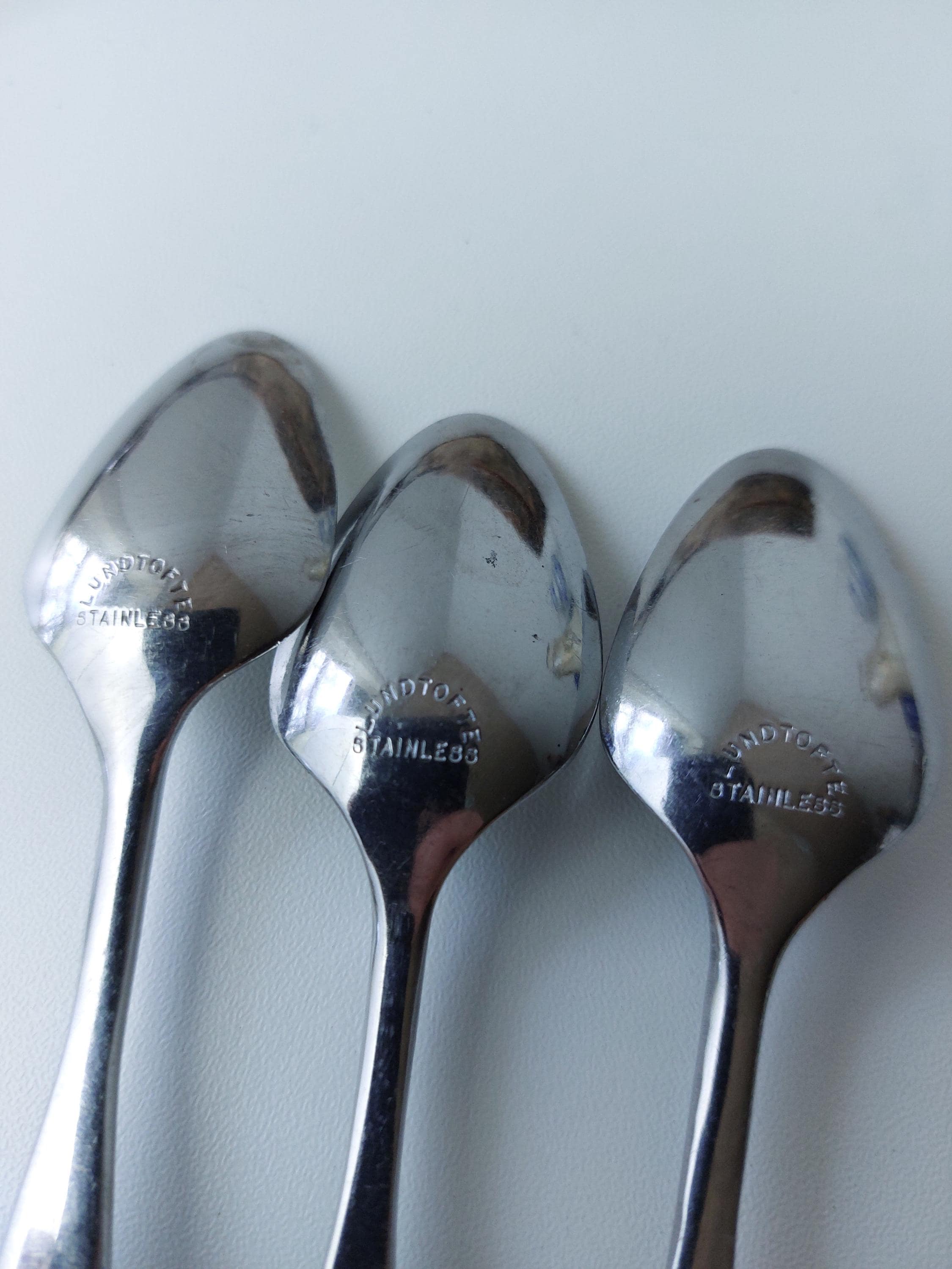 Vintage Lundtofte Denmark Teaspoons: Stainless Steel Petit Rose