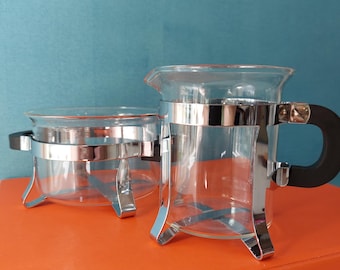 Vintage Bodum / Chambord / Crema de vidrio y azucarero / Juego de 2 / Carsten Jorgensen / Jarra de leche /