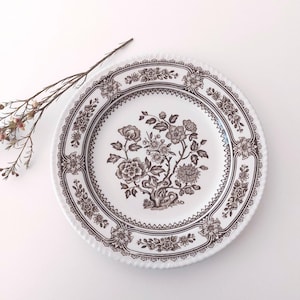 Vintage Wood & Sons / Burslem / Hecho en Inglaterra / Dorset / Marrón / Transferware / Plato llano /