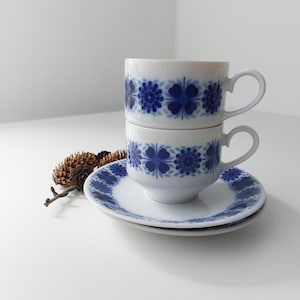 Vintage Winterling Germany | Bavaria | Tea Coffee Duo | Set of 2 | 1970s | Mid Century Kitchen | MCM | Porcelain | White Blue Fowers |