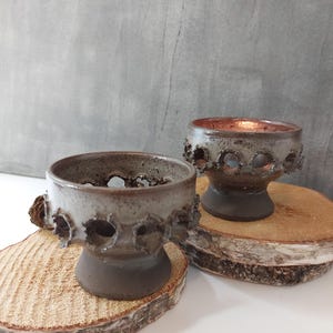 Vintage Deens studioaardewerk | Brutalistische kandelaar | Set van 2 | Kandelaar | Jaren 70 | Deens modern | Scandinavisch keramiek |
