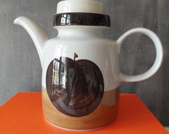 Vintage 1970s Melitta Tea Coffee Pot - Brown Apple Ceramic, MCM Germany, Decor Hohenstein