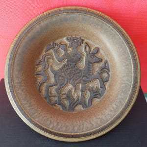 Vintage Michael Andersen & Søn | Stoneware Relief Bowl | Wall Plate | Pan | Faunus | 1960s | Design Marianne Starck | Mid Century Modern |