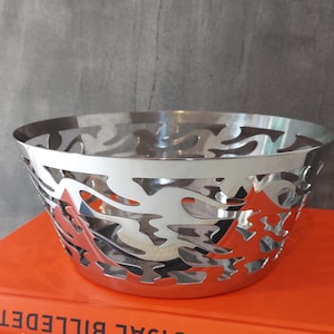 Pre-loved Alessi | Italy | Ethno Fruit Basket | Stainless Steel | Design Stefano Giavannoni | Fruit Bowl | Modernist | Industrial Kitchen |