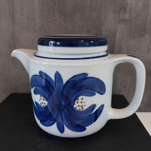 Vintage Blå Almue Teekanne: Yamato Japan Design, hergestellt in Dänemark