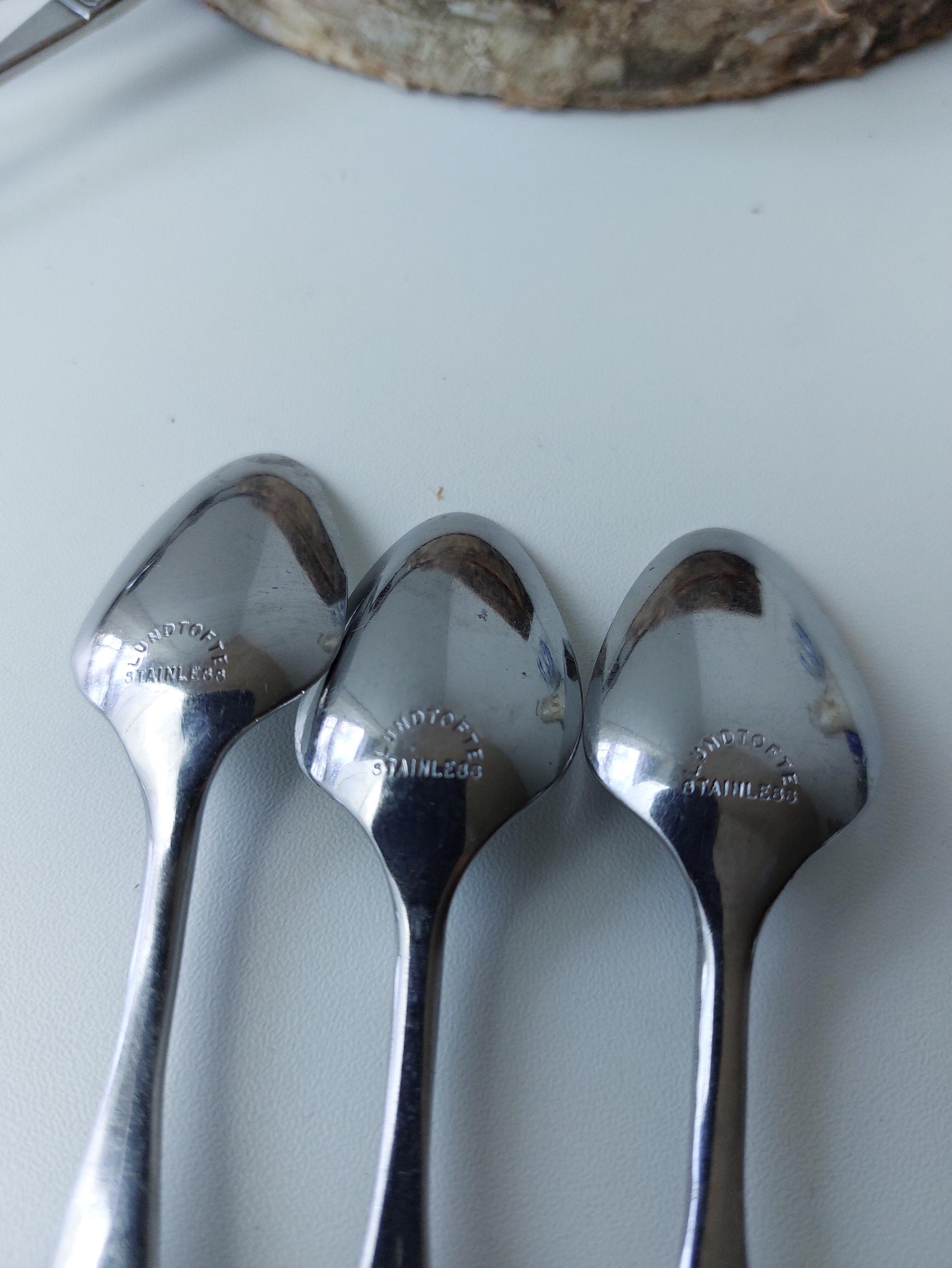 Vintage Lundtofte Denmark Teaspoons: Stainless Steel Petit Rose