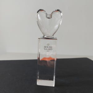 Vintage Holmegaard | Anja Kjaer |  Heart Candle Stick Holder | Clear glass | Hearts and Roses | 2003 |