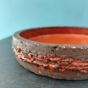Mid Century Danish | Studio Pottery | Small Bowl | Catchall | Ceramic Ring Dish | Scandinavian 1960s Design | Bright Orange |