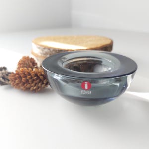 Vintage iittala | Finland | Ballo | Votive Candle Holder | Tealight Holder | Grey Glass | 1990s | Design Annaleena Hakatie