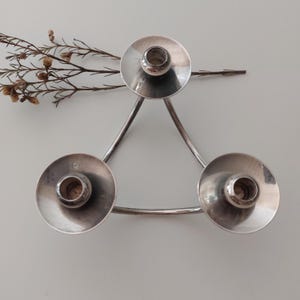 Candelabro danés vintage / Candelabro / Plateado / Berg Dinamarca / B90 / Años 60 / Candelabro Berg / Candelabro escandinavo de 3 brazos /