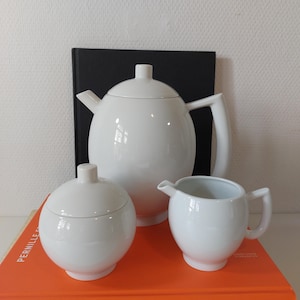 Vintage Arzberg | Germany | Set Coffee Pot Creamer and Sugar Bowl | City White | 1980s Design | Lutz Rabold | Memphis Milano | Postmodern |