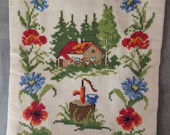 刺繍ハンガー。真鍮製クロスステッチベルプル。デンマーク製ニードル