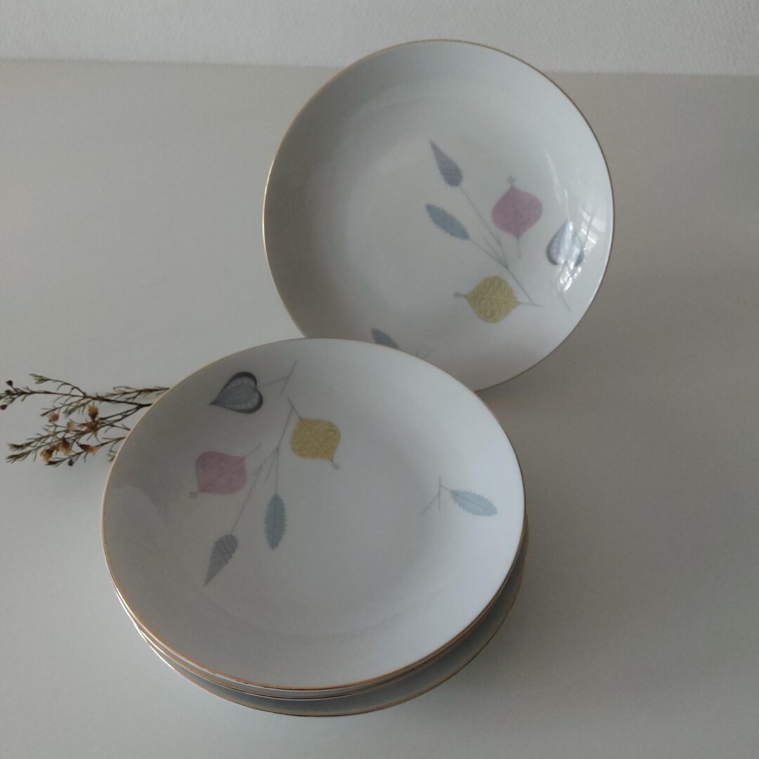 ドイツ製　Eschenbach　Bavaria　プレート　６枚　ヴィンテージ Vintage Eschenbach Bavaria Germany Danish Blue Floral Salad