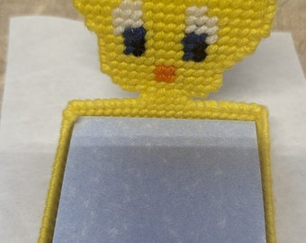 Duck Yellow Plastic Canvas Post it Holder