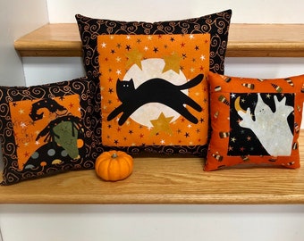 Halloween Cat, Ghost and Witch Mini Pillows