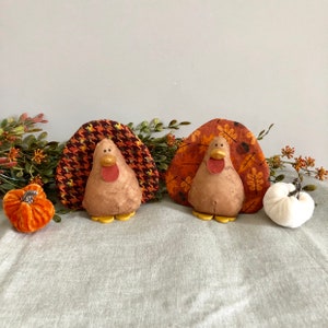 Turkey Thanksgiving Decoration, Autumn Decorations, Stuffed Small Turkeys