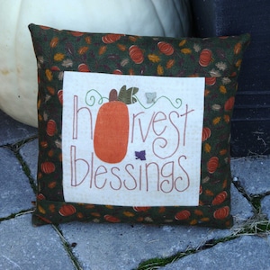 Harvest Blessings Pumpkin Mini Pillow - Thanksgiving Decoration Handmade Pillow
