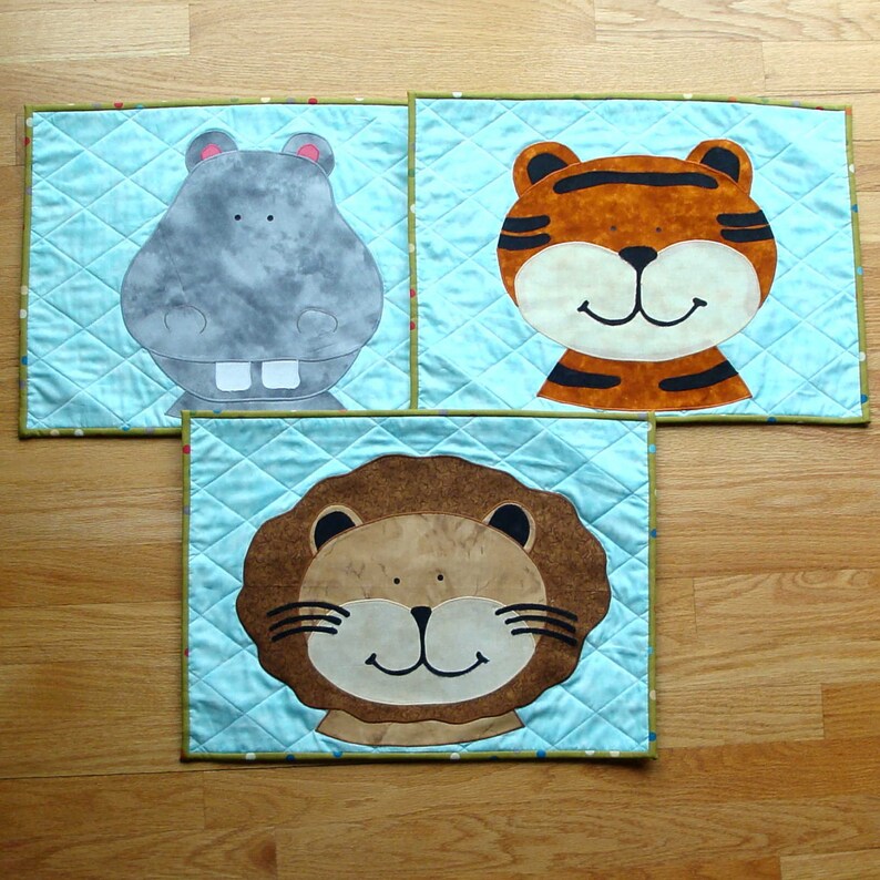 Kids Quilted Placemat Jungle Animal Placemats for Children Etsy