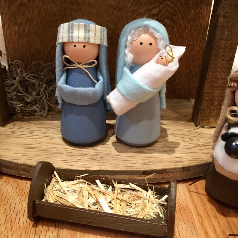 Deluxe Nativity Set 14 Pieces Including Handcrafted Stable Etsy