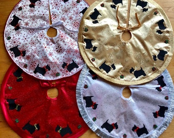 Scottie Dog Mini Tree Skirt Red, Gold, Silver, White or Plaid Christmas Decoration Tree Skirts Decorations