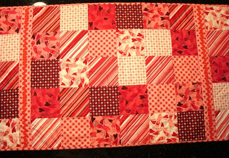 Chemistry Handmade Quilted Table Runner or Topper Valentine's Day Decoration image 3