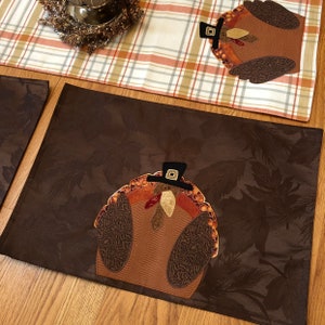 Thanksgiving Turkey Placemats Set of 2, Decorations, Pilgrim Placemat